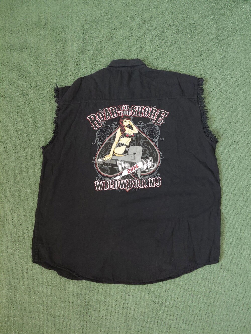 Roar To The Shore 2014 Wildwood New Jersey Pin Up Graphic Sleeveless Black Cotto